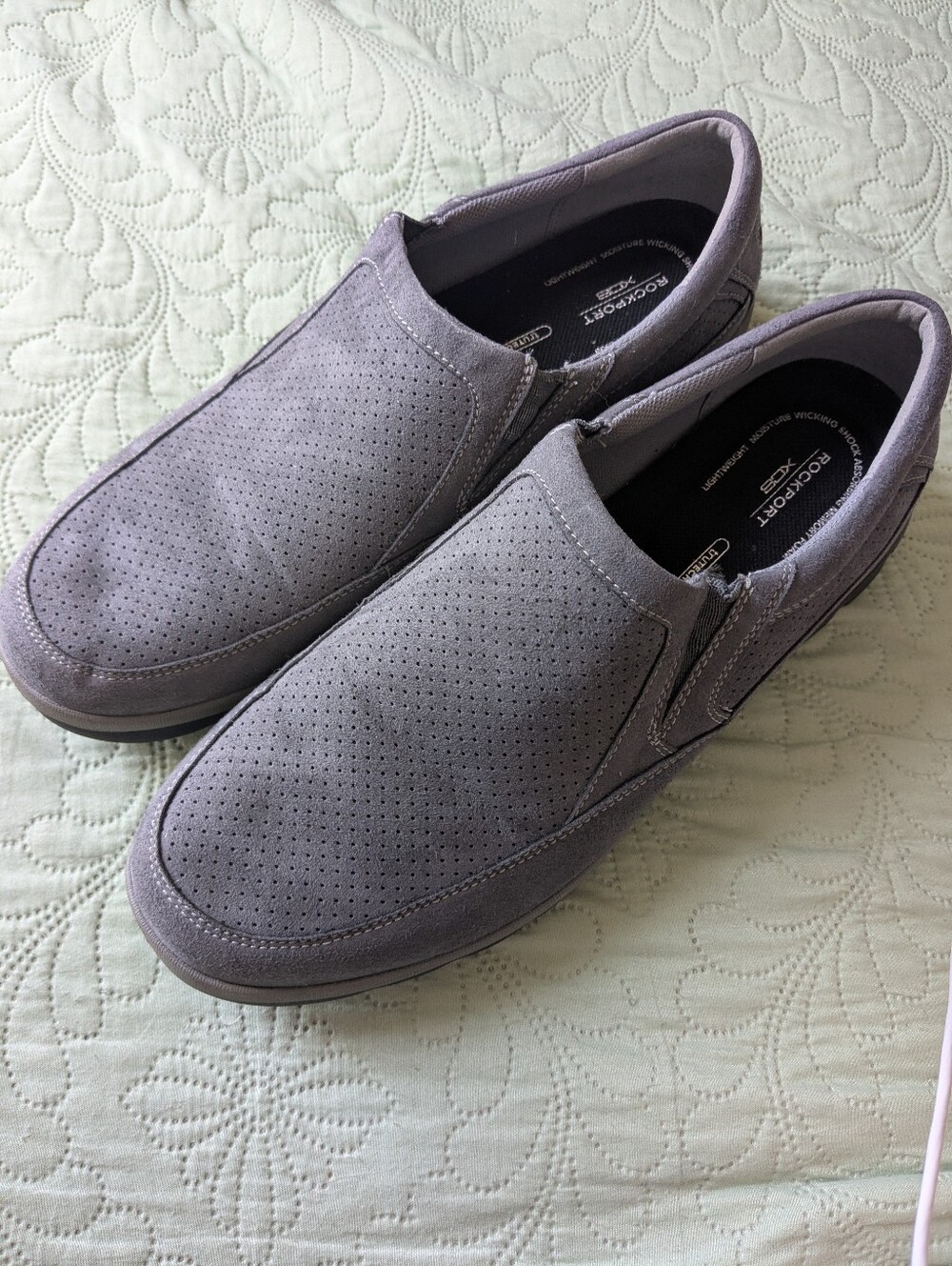 Rockport Men's Gray Perforated Slip-On Loafers